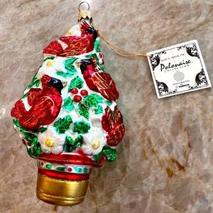 Kurt Adler blown glass cardinal Christmas tree ornament new with tag